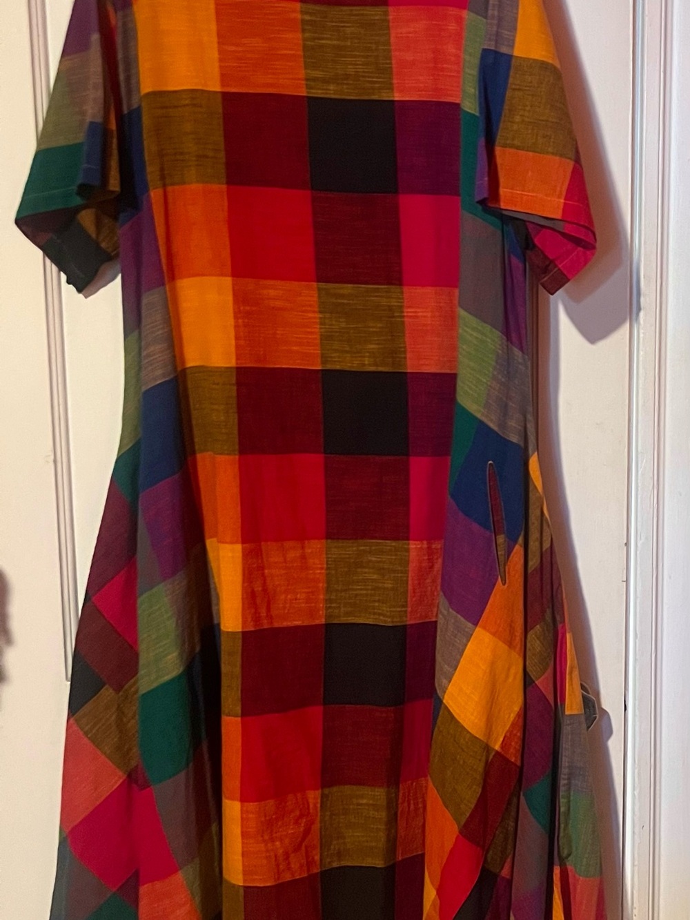 Multicolor Plaid Midi Dress - Bright Check Print